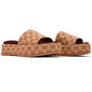 Gucci Slide Monogram Platform Sandal